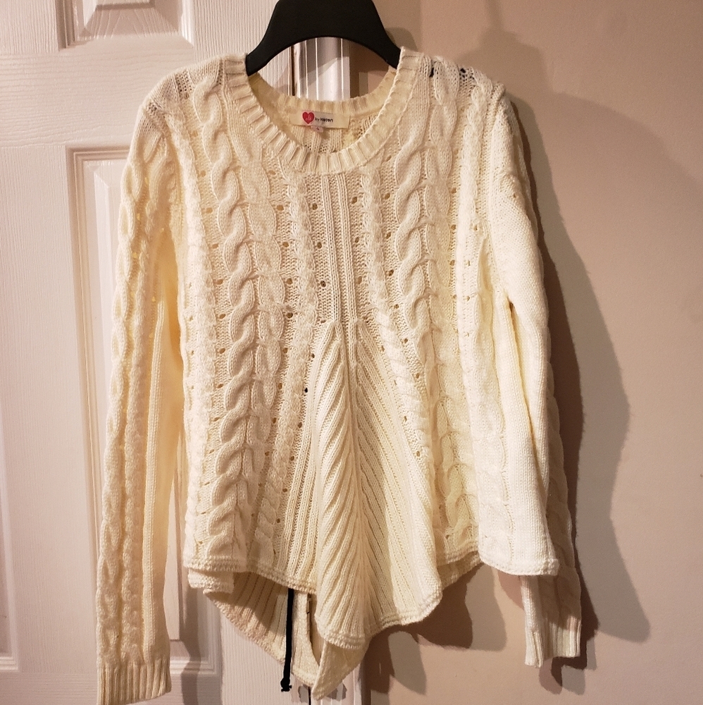 Ole by Koton White Lace Up Back Sweater